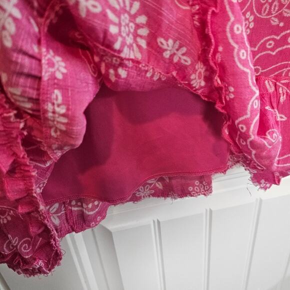 Y2K Mile Gabriella Peasant Skirt Womens Size XL Pink Floral Pink Boho Ruffles - Picture 6 of 10